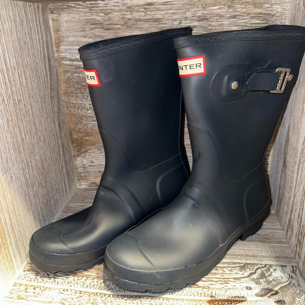 Hunter Womens Original Short Boots Waterproof Rain Navy Blue Matte